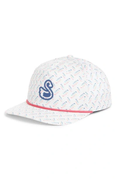 Swannies Ryan Golf Club Print Snapback Golf Hat In White