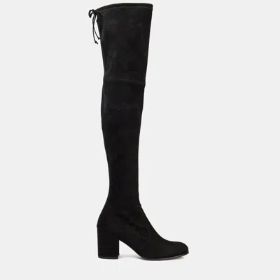 Pre-owned Stuart Weitzman Suede Over The Knee Boots 38.5 In Black