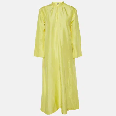 Pre-owned Joseph Yellow Silk Habotai Marly Tunic Dress S