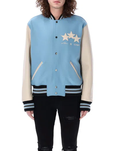 Amiri Stars Varsity Jacket In Blue