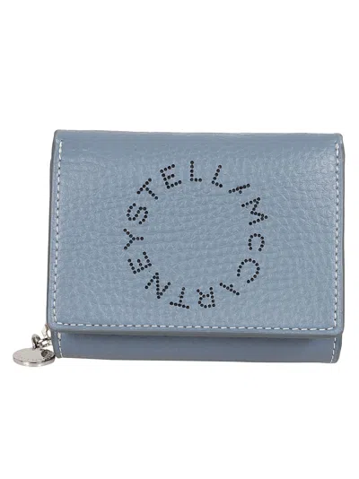 Stella Mccartney Trifold Wallet Embossed Grainy Mat In Blue Grey