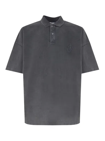 Jw Anderson J.w. Anderson Polo Shirt With Embroidered Logo In Grey