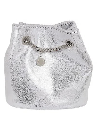 Stella Mccartney Bucket Bag Eco Shiny Dotted Chamois W/palladium Colour Chain In Silver