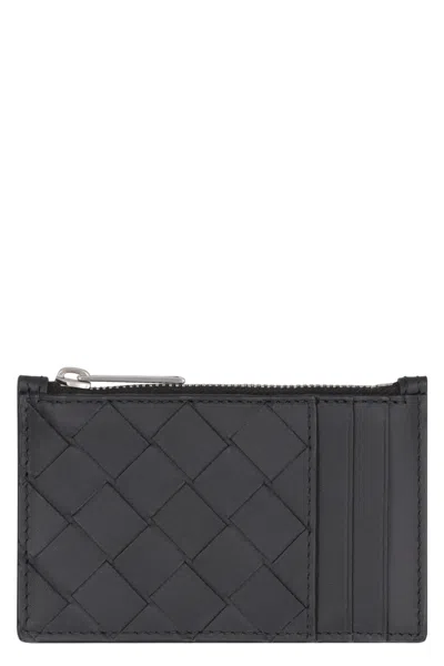 Bottega Veneta Leather Card Holder In Black