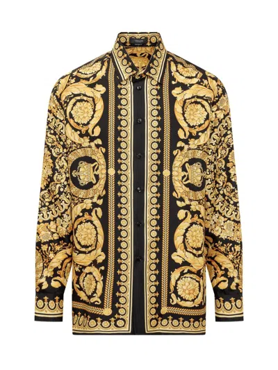 Versace Baroque Print Shirt In Dorado