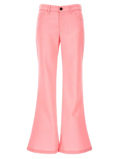 Marni Logo Embroidery Wool Trousers In Pink