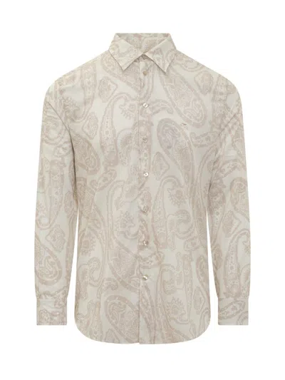Etro Paisley-print Cotton Shirt In Nude & Neutrals