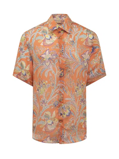 Etro Paisley-print Silk Shirt In Orange