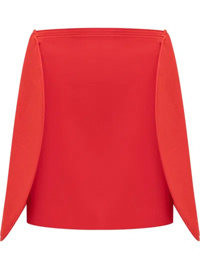 Victoria Beckham Paneled Ribbed-knit Mini Skirt In Red