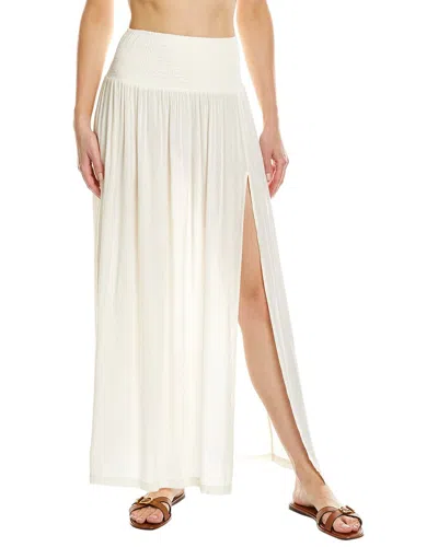 Weworewhat Smocked Slit Maxi Skirt In White