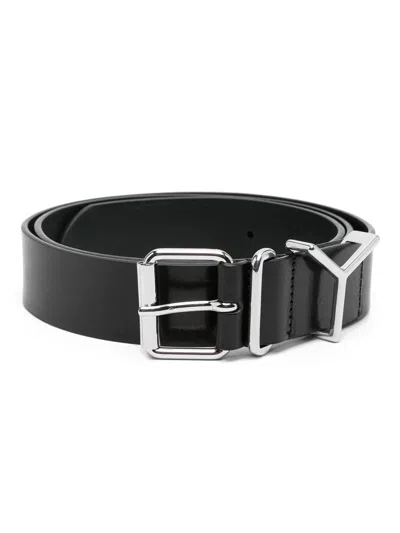 Y/project Y-logo Leather Belt In Black