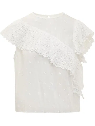 Isabel Marant Étoile Cotton Top With Ruffles In White