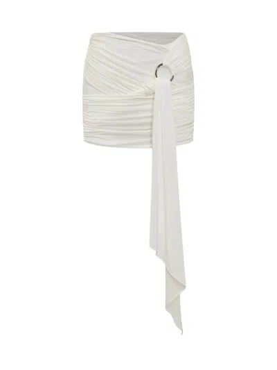 Attico Drape-detailed Thigh-length Skirt In White