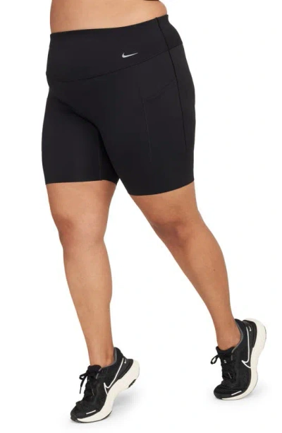 Nike Women's Universa Medium-support High-waisted 8" Biker Shorts With Pockets (plus Size) In Black