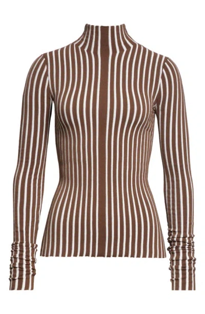 Interior The Ridley Stripe High-neck Top In Cacao