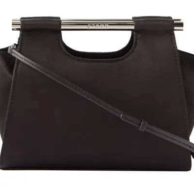 Staud Mar Metal-handle Satin Cross-body Bag In Black