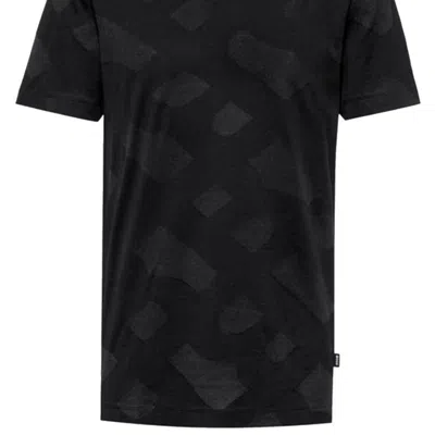 Hugo Boss Men's Tiburt 355 Black Jacquard Logo Short Sleeve Crew Neck T-shirt