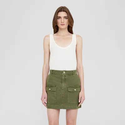 Anine Bing Aliza Cotton Miniskirt In Green
