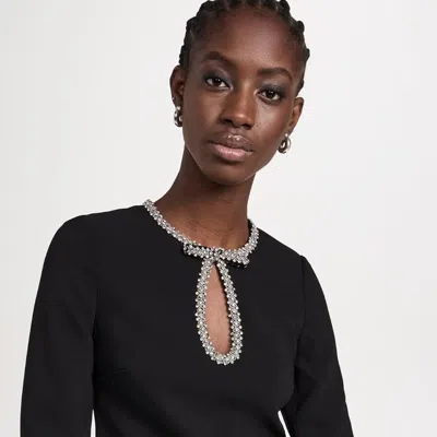 Self-portrait Self Portrait Women's Black Polyester Crepe Diamante Long Sleeves Top, Black
