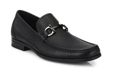 Ferragamo Grandioso Gancini Leather Loafers In Black