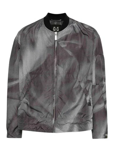 44 Label Group Crinkle Graphic-print Bomber Jacket In Black