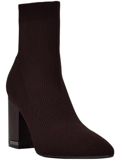 Calvin Klein Mirela Womens Pointed Toe Slip On Booties In Brown