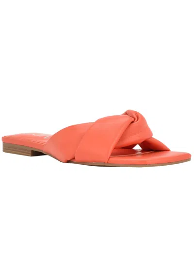 Calvin Klein Marita Womens Slip On Square Toe Flatform Sandals In Orange
