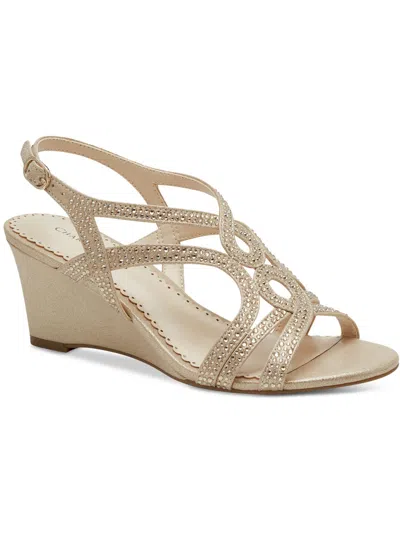 Charter Club Kelsah Womens Metallic Embellished Wedges In Gold