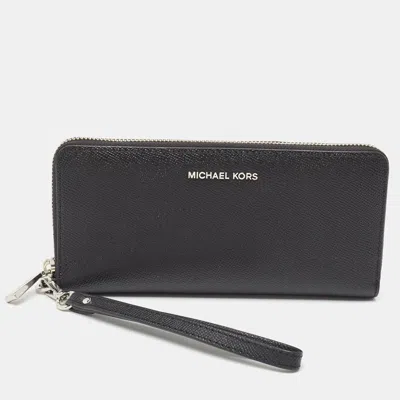 Michael Kors Jet Set Travel Leather Continental Wallet- Black