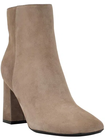 Calvin Klein Izial Womens Leather Block Heel Ankle Boots In Grey