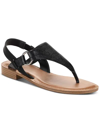 Style & Co Blairee Womens Faux Leather Casual Thong Sandals In Black