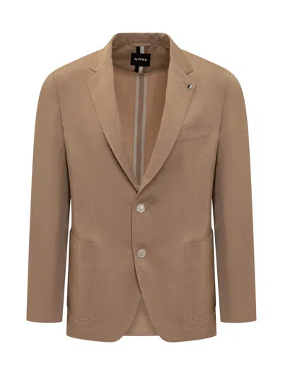 Hugo Boss Single-breasted Blazer In Beige