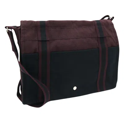 Hermes Hermès Besace Pm Burgundy Cotton Shoulder Bag ()