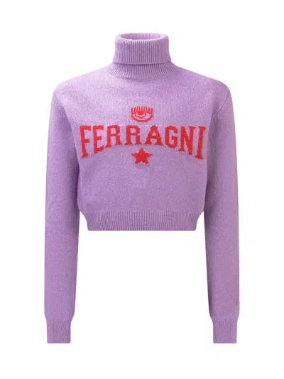 Chiara Ferragni Eye Sweater In Purple Rose