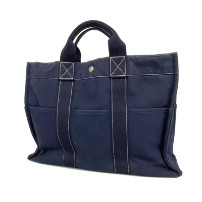 Hermes Hermès Deauville Navy Canvas Tote Bag ()