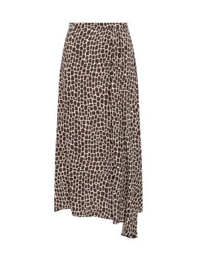 Msgm Animal-print Asymmetric Maxi Skirt In Brown