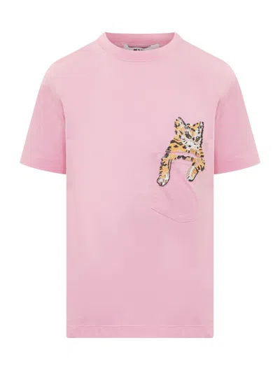 Msgm Crewneck T-shirt In Pink