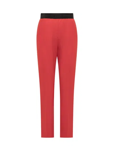 Msgm Straight Pants In Red