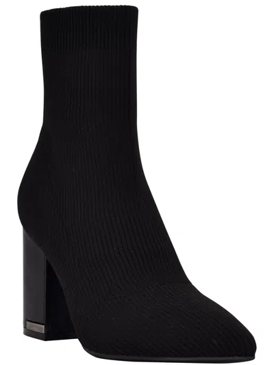 Calvin Klein Mirela Womens Pointed Toe Slip On Booties In Black