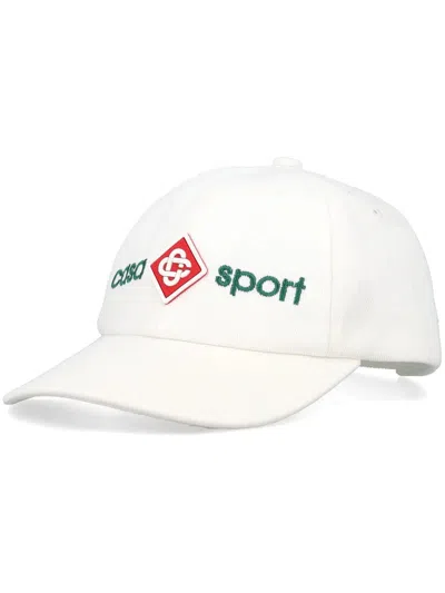 Casablanca Embroidered Casa Sport Logo Hat  - White - Cotton
