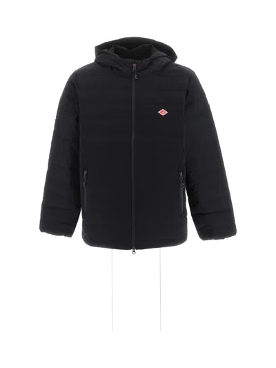 Danton Hooded Quilted Side Pockets Jacket In Navy
