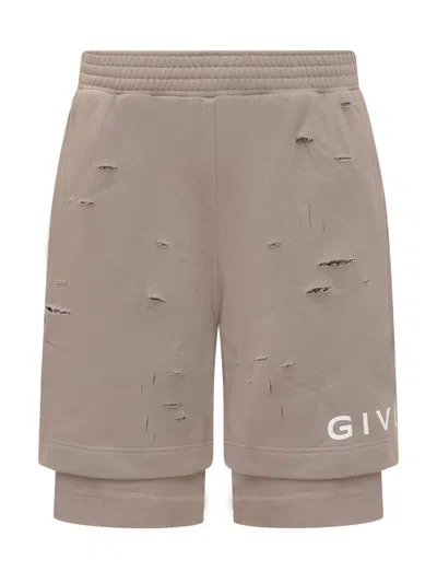 Givenchy 分层式平纹针织百慕大短裤 In Grey