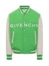 Givenchy Men's Plage Varsity Jacket In Wool And Leather In Bright Green