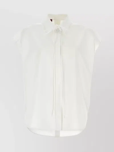 Gucci Logo Embroidered Sleeveless Poplin Shirt In White