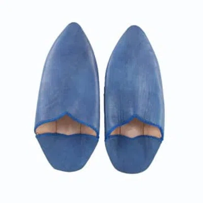 Artisan Stories Women's Moroccan Pointed Babouche Slipper- Blue