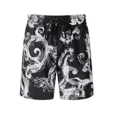 Versace Jeans Couture Watercolour Couture-print Track Shorts In Black