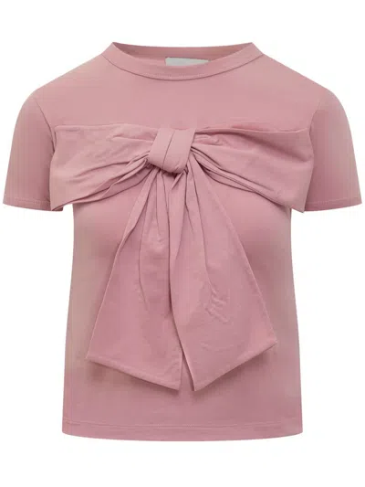 Ambush Oversized-bow Cotton T-shirt In Pink