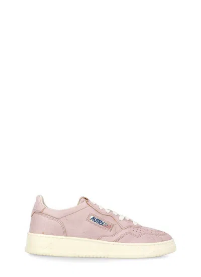 Autry Round Toe Lace-up Sneakers In Pink