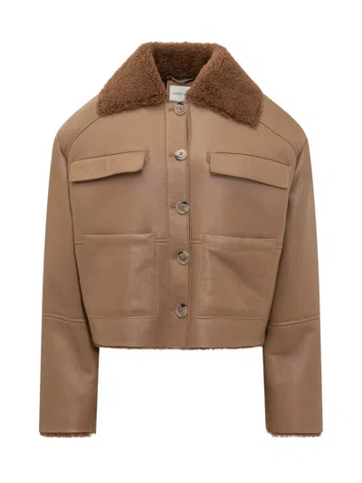 Loulou Studio Jacket With Fur In Brown