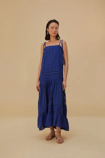 Farm Rio Active Blue Lace Sleeveless Maxi Dress In Royal Blue